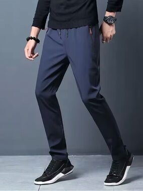 🌿 Men's Navy Slim-Fit Casual Pants